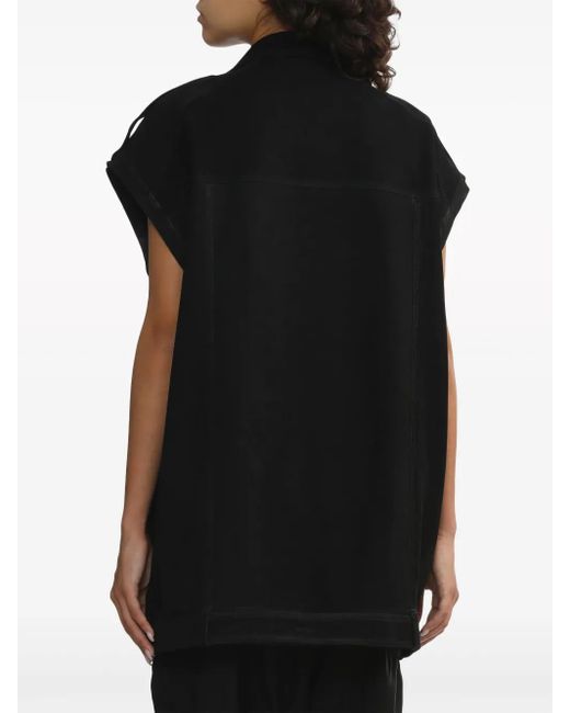 Rick Owens Black Classic Sleeveless Leather Biker Vest