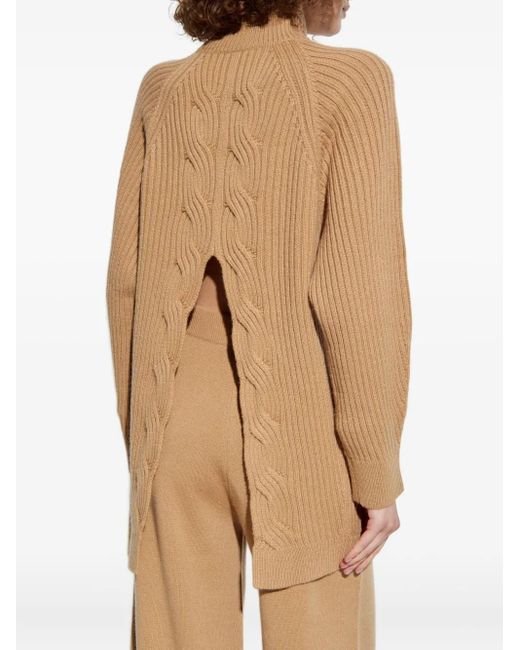 Max Mara Natural Cable-Knit High-Neck Jumper