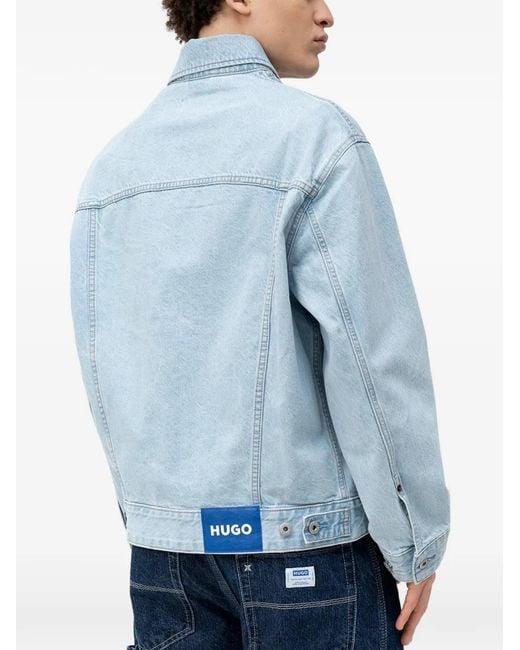 HUGO Blue Buttoned-Pockets Denim Jacket for men