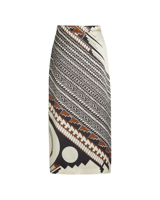 Heirlome White Lexi Geometric Print Midi Skirt