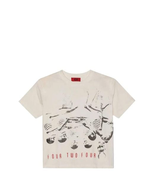 424 White Lounge Tee Graphic-Print T-Shirt for men