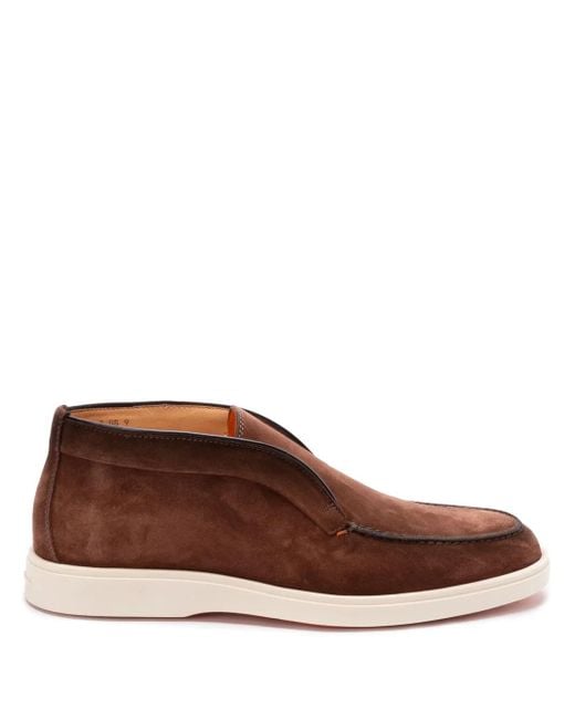 Santoni Brown Suede Boots for men