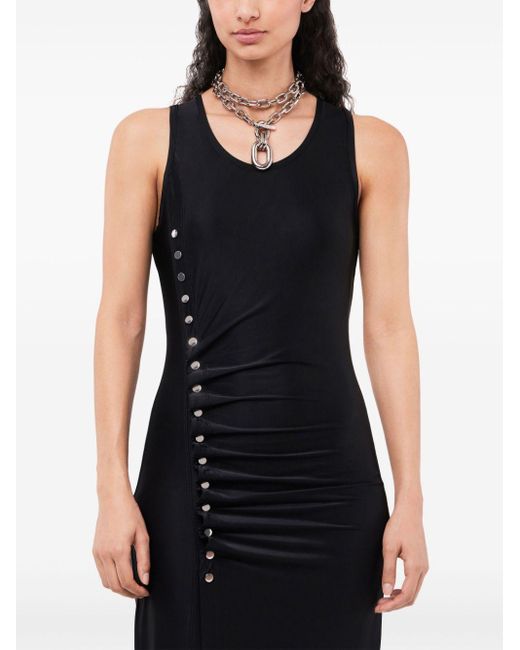 Rabanne Black Stud-detailed Sleeveless Midi Dress