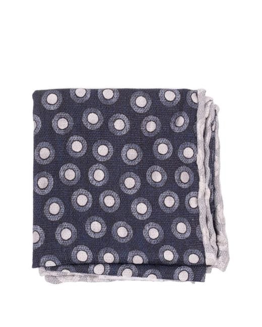 Brunello Cucinelli Blue Geometric-Print Pocket Square for men