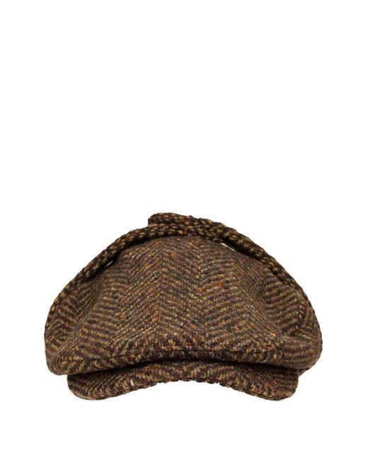 Aimé Leon Dore Brown Earflap Herringbone Beret for men