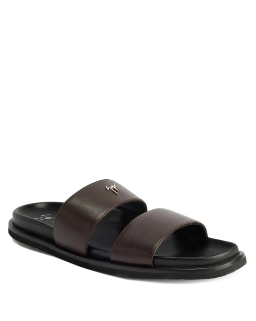 Giuseppe Zanotti Brown Urbaner Double-Strap Leather Sandals for men