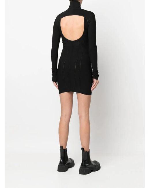 Roberto Cavalli Black Removable-Bolero Ribbed-Knit Mini Dress