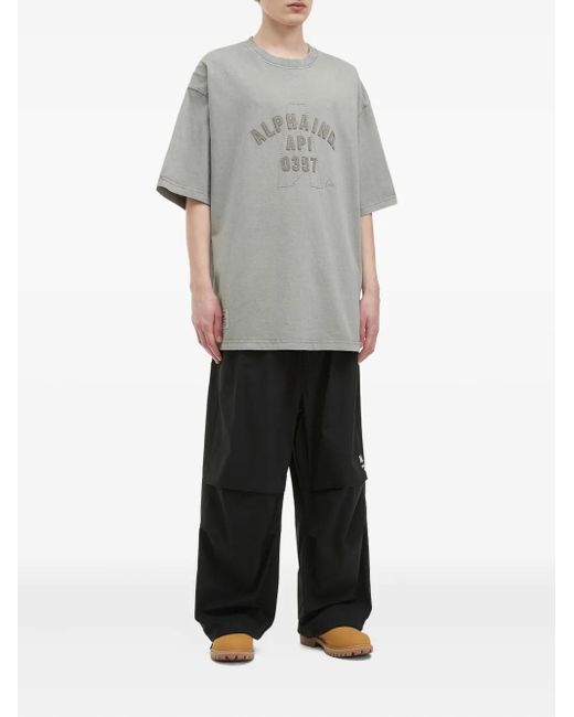 Alpha Industries Gray Embroidered-Logo Cotton T-Shirt for men