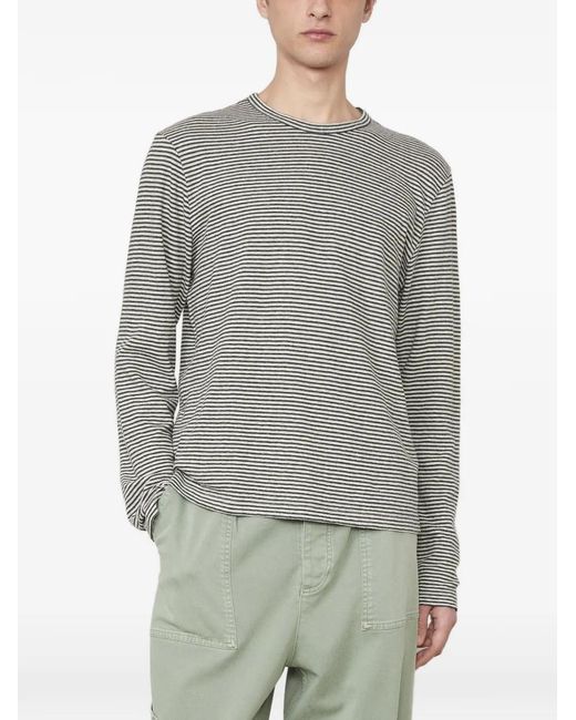 Officine Generale Gray Horizontal-Stripe Long-Sleeve T-Shirt for men