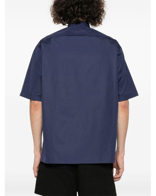 Fendi Blue Short-sleeve Cotton Shirt for men