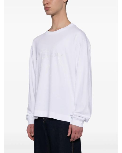 Givenchy White Logo-Print Cotton T-Shirt for men