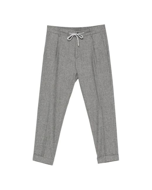 Eleventy Gray Drawstring Pleated Trousers for men