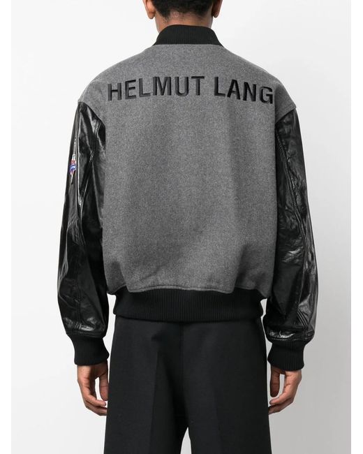 Helmut Lang Gray Logo Varsity Bomber Jacket for men