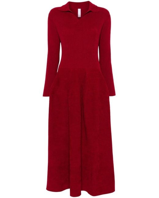 CFCL Red Pottery Velvet Midi Dress