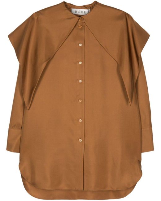 Rohe Brown Layered-detail Silk Shirt