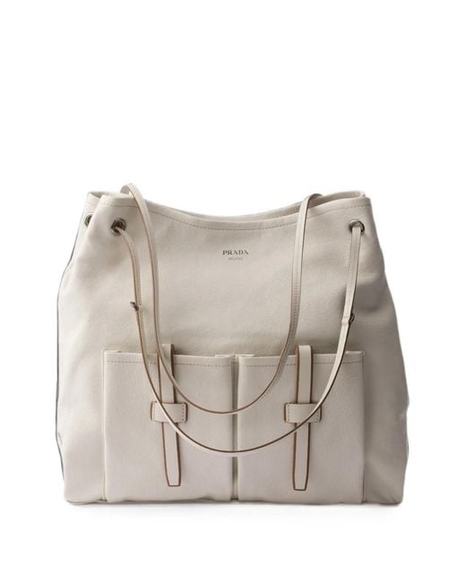 Prada Gray Route Large Leather Bag