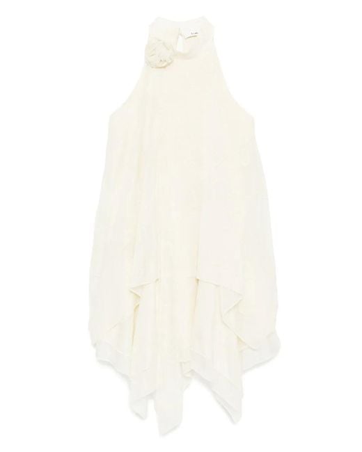B+ AB White Butterfly Embroidered Handkerchief Dress
