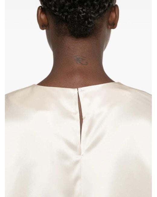 Jonathan Simkhai White Satin-Finish Short-Sleeve Top