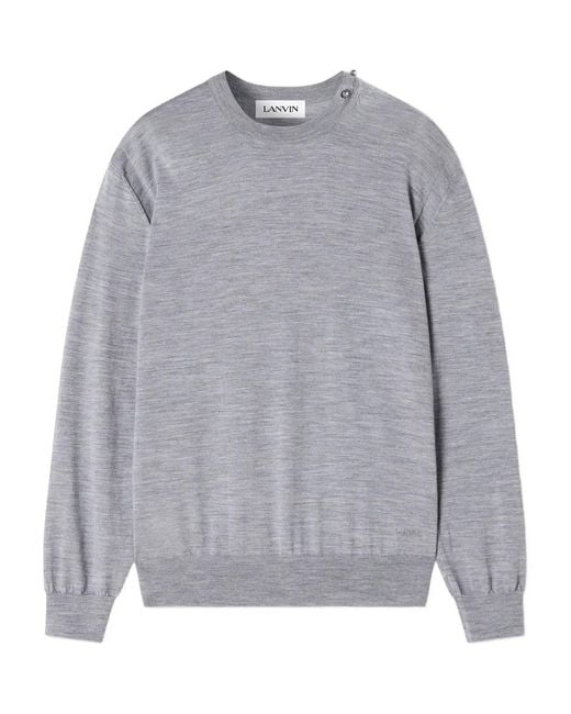 Lanvin Gray Crew-Neck Pullover for men