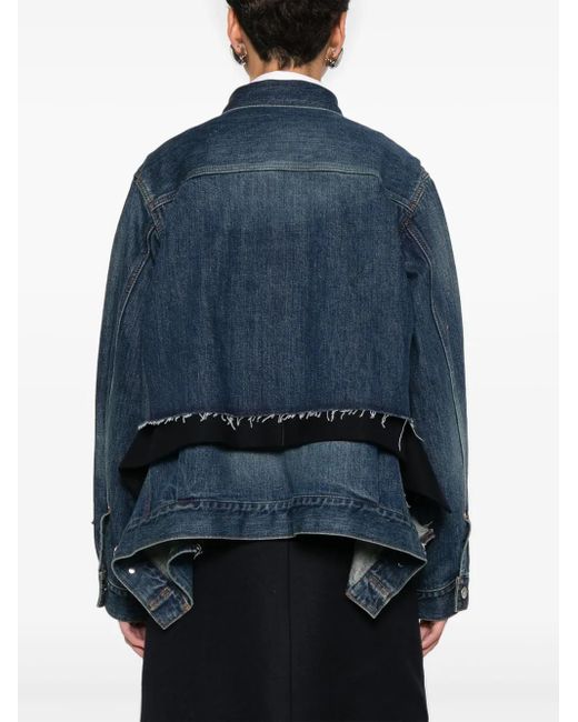 Sacai Blue Frayed Denim Jacket