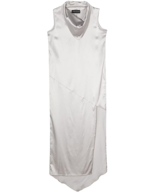 Robe fendue en satin à coupe longue BARBARA BOLOGNA en coloris White