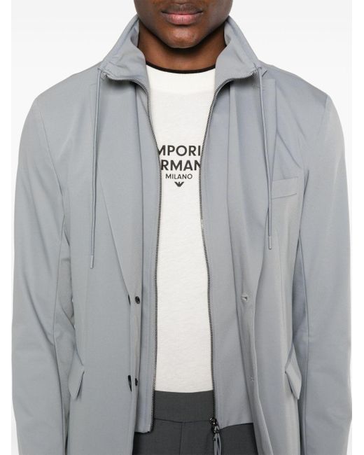 Emporio Armani Gray Single-Breasted Blazer Jacket for men