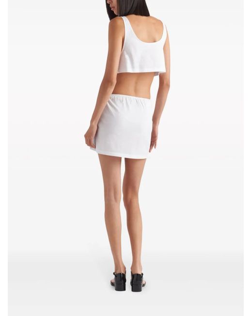 Prada Rhinestone-Embellished Crop Top in Gray | Lyst Prada Rhinestone-Embellished Crop Top in Gray | Lyst