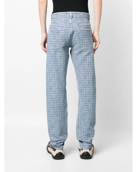 Givenchy Blue Straight Cut Light Denim Trousers With Zip For By for men