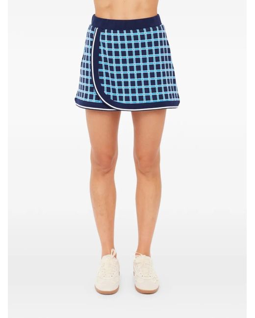 The Upside Blue Clubhouse Reece Check-Pattern Skort