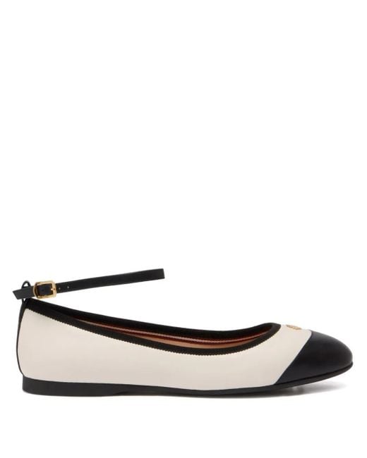 Bally White Ysla Ankle-Strap Ballet Flat