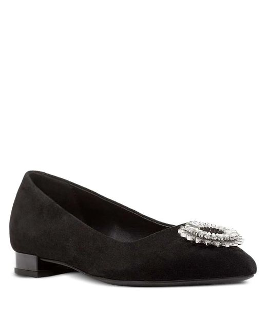 Geox Black Crystal-Embellished Flat Pumps