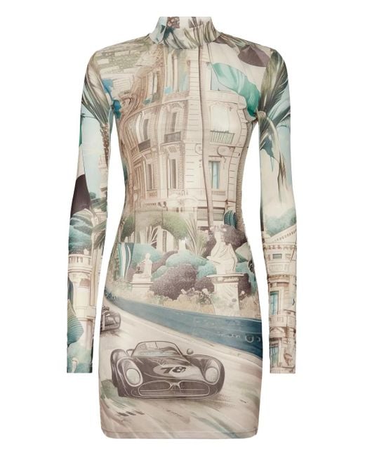 Philipp Plein Gray Racing Mini Dress