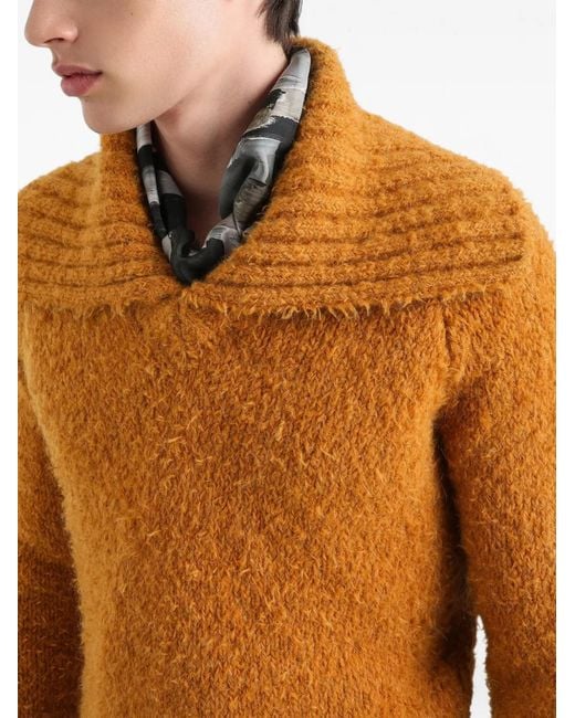 Dolce & Gabbana Orange V-Neck Sweater for men