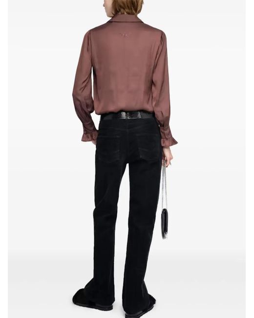 Zadig & Voltaire Purple Ruffled Long-Sleeves Top