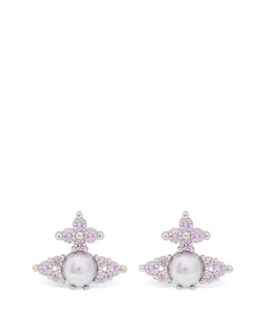 Vivienne Westwood White Feodora Orb Crystal-Embellished Earrings