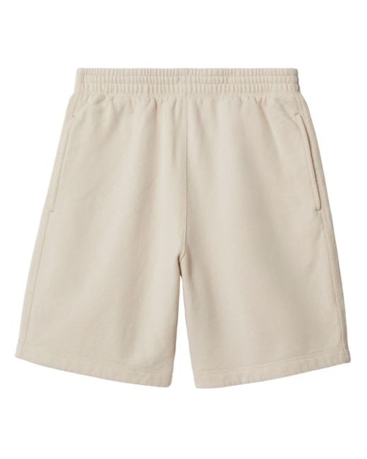 Burberry Natural Ekd-embroidered Cotton Track Shorts for men