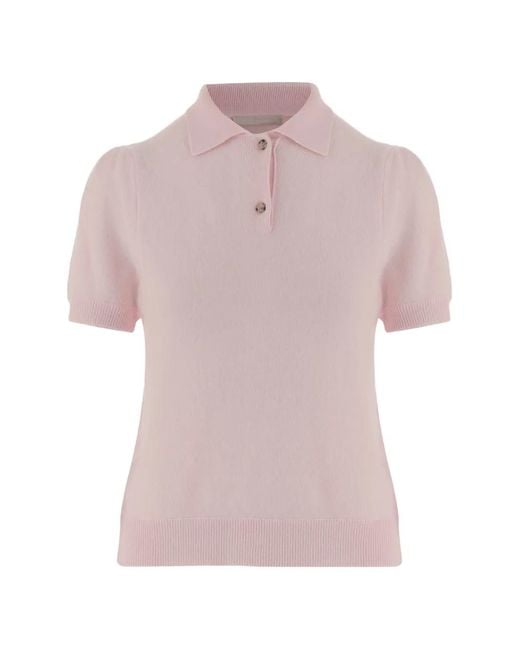 Allude Pink Button Short-Sleeves Polo Shirt