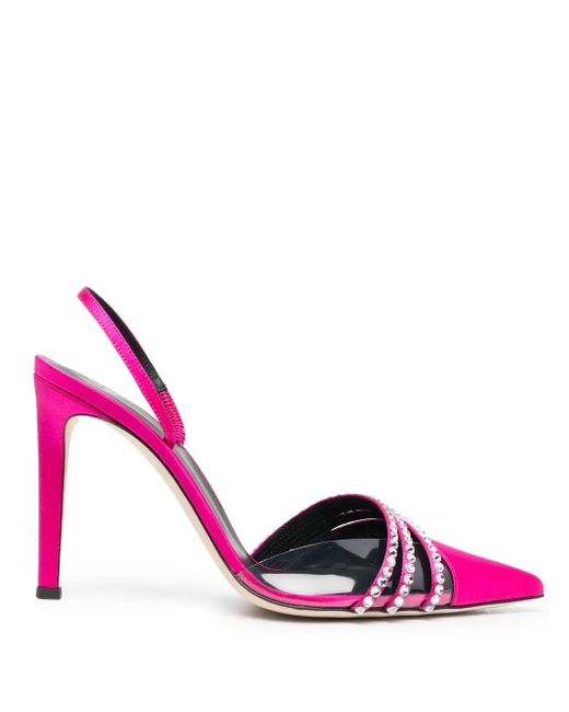 Giuseppe Zanotti Pink Leather Crystals Mules