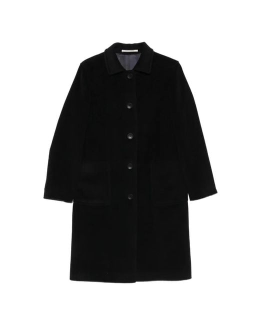 Tagliatore Black Monic Single-Breasted Patch-Pocket Coat