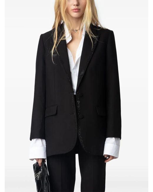 Zadig & Voltaire Black Viva Rhinestone Blazer