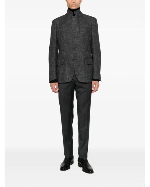 Corneliani Gray High-Neck Button-Up Jacket for men