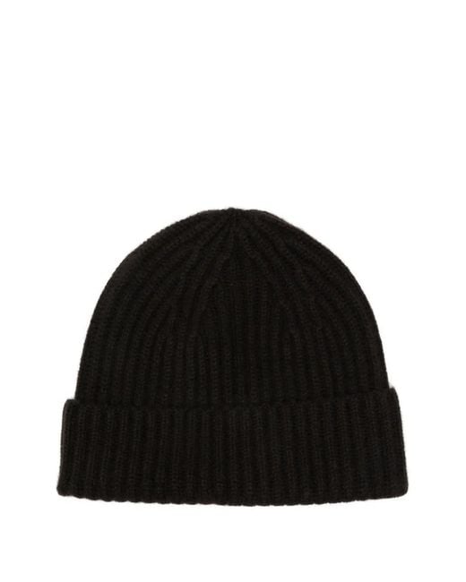 Lisa Yang Black Martigny Ribbed-Knit Beanie Hat