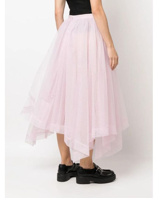 Alexander McQueen Pink Asymmetric-Design Tiered-Skirt