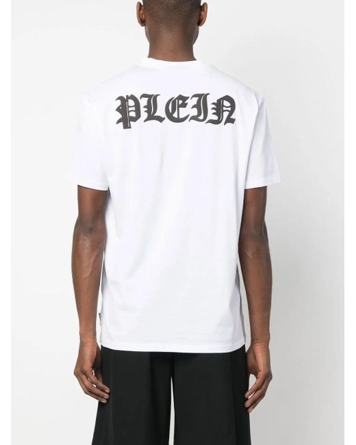 Philipp Plein White Logo-Print Detail T-Shirt for men
