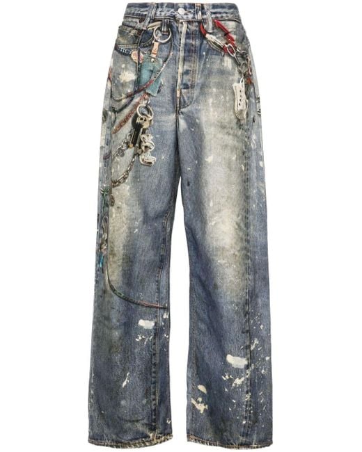 Acne Studios プリント ワイドジーンズ ブルー | Lyst