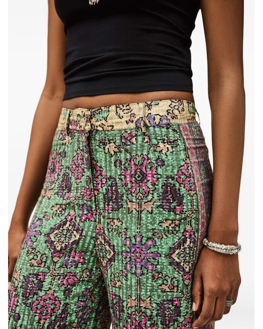Ba&sh Green Pali Patterned High-Waisted Trousers