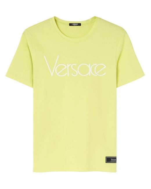 Versace Yellow Logo-print Cotton T-shirt