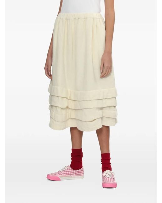 Comme des Garçons White Ruffled Midi Skirt