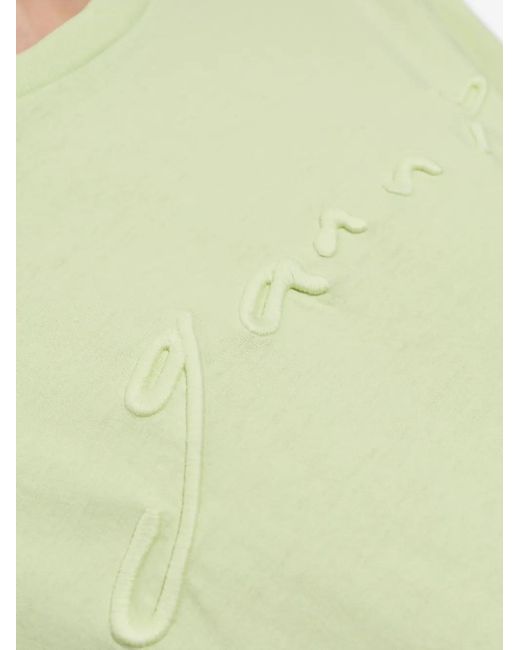 Ganni Green Logo-Embroidered T-Shirt