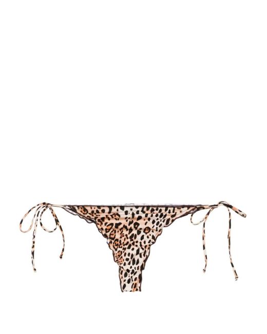 Mc2 Saint Barth Metallic Miami Leopard-print Bikini Bottoms